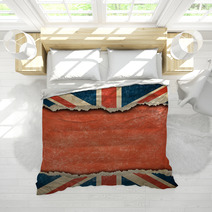 Grunge British Flag On Ripped Paper With Big Empty Space Bedding 52131038