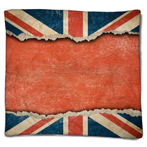 Grunge British Flag On Ripped Paper With Big Empty Space Blankets 52131038