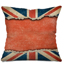 Grunge British Flag On Ripped Paper With Big Empty Space Pillows 52131038