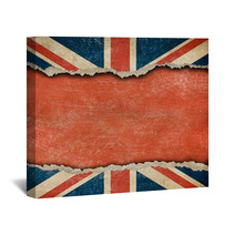 Grunge British Flag On Ripped Paper With Big Empty Space Wall Art 52131038