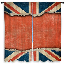 Grunge British Flag On Ripped Paper With Big Empty Space Window Curtains 52131038