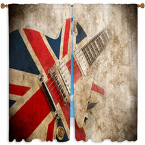 Grunge British Pop Guitar Window Curtains 61702874