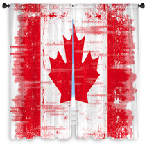 Grunge Canadian Flag Window Curtains 30543646