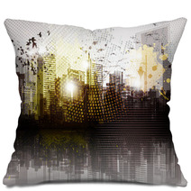 Grunge City Panorama. Pillows 31106588