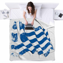 Grunge Flag Of Greece Blankets 43021214