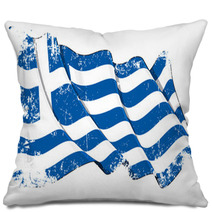 Grunge Flag Of Greece Pillows 43021214