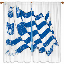 Grunge Flag Of Greece Window Curtains 43021214