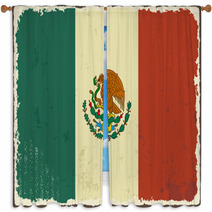 Grunge Flag Of Mexico Distressed Window Curtains 67776407