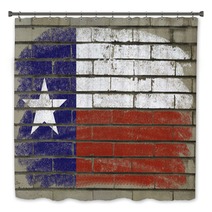 Grunge Flag Of US State Of Texas On Brick Wall Painted With Chal Bath Decor 38497265