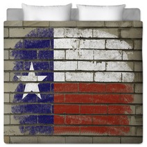 Grunge Flag Of US State Of Texas On Brick Wall Painted With Chal Bedding 38497265