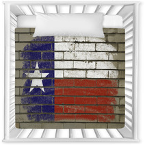 Grunge Flag Of US State Of Texas On Brick Wall Painted With Chal Nursery Decor 38497265