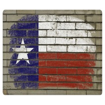 Grunge Flag Of US State Of Texas On Brick Wall Painted With Chal Rugs 38497265