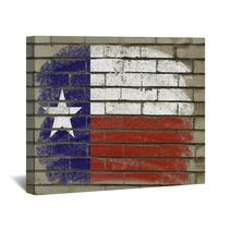Grunge Flag Of US State Of Texas On Brick Wall Painted With Chal Wall Art 38497265