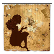 Grunge Girl With Butterflies Bath Decor 28607961