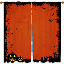 Grunge Halloween Background Window Curtains 56163875