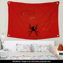 Grunge Halloween Spider Background Wall Art 69471575