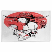 Grunge Japanese Sun Geisha Woman  Rugs 52782851