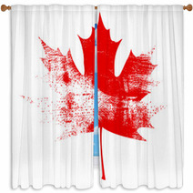Grunge Maple Leaf Window Curtains 53880409