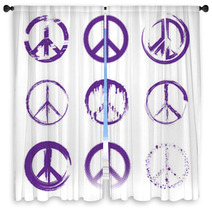 Grunge Peace Signs Window Curtains 55380368