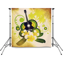 Grunge Plumeria Flowers And Guitar Backdrops 51563490