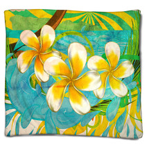 Grunge Plumeria Flowers Blankets 51023277