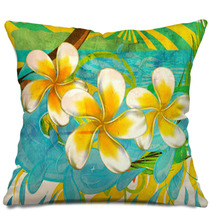 Grunge Plumeria Flowers Pillows 51023277
