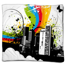 Grunge Rainbow City Blankets 6382690