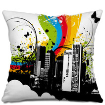 Grunge Rainbow City Pillows 6382690