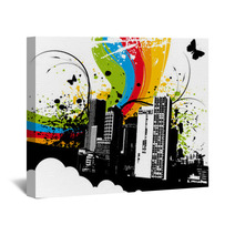 Grunge Rainbow City Wall Art 6382690