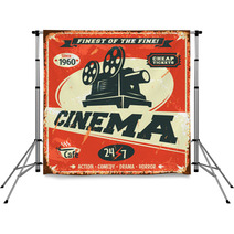 Grunge Retro Cinema Poster. Vector Illustration. Backdrops 68051350