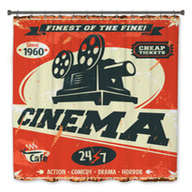 Grunge Retro Cinema Poster. Vector Illustration. Bath Decor 68051350