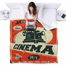 Grunge Retro Cinema Poster. Vector Illustration. Blankets 68051350