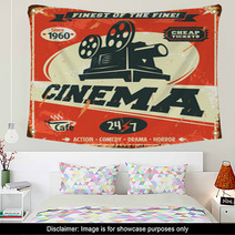 Grunge Retro Cinema Poster. Vector Illustration. Wall Art 68051350