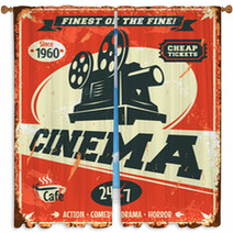 Grunge Retro Cinema Poster. Vector Illustration. Window Curtains 68051350