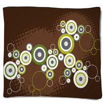 Grunge Retro Circles Grey And Green On Brown  Blankets 4674527