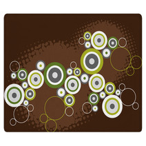 Grunge Retro Circles Grey And Green On Brown  Rugs 4674527