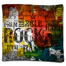 Grunge Rock Music Poster Blankets 65687032