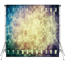 Grunge Scratched Colorful Film Strip With Stars Background Backdrops 71234148