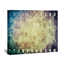 Grunge Scratched Colorful Film Strip With Stars Background Wall Art 71234148
