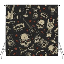 Grunge Seamless Pattern With Skulls Backdrops 206174945