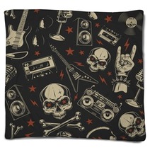 Grunge Seamless Pattern With Skulls Blankets 206174945