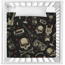 Grunge Seamless Pattern With Skulls Nursery Decor 206174945