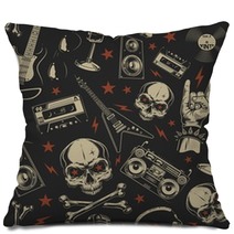 Grunge Seamless Pattern With Skulls Pillows 206174945