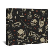 Grunge Seamless Pattern With Skulls Wall Art 206174945