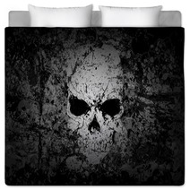 Grunge Skull Dark Background Bedding 32578962