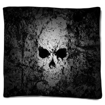 Grunge Skull Dark Background Blankets 32578962