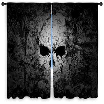 Grunge Skull Dark Background Window Curtains 32578962