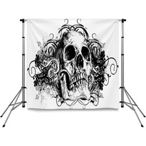 Grunge Skull Floral Illustration Backdrops 6260113