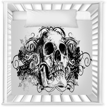 Grunge Skull Floral Illustration Nursery Decor 6260113
