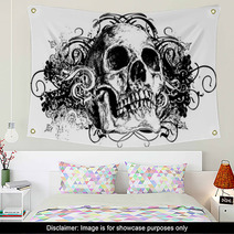 Grunge Skull Floral Illustration Wall Art 6260113